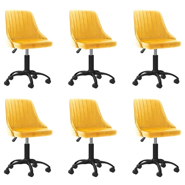 vidaXL Chaises pivotantes &agrave; manger lot de 6 jaune velours