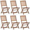 vidaXL Chaises pliables de jardin lot de 6 avec coussins Bois d'acacia