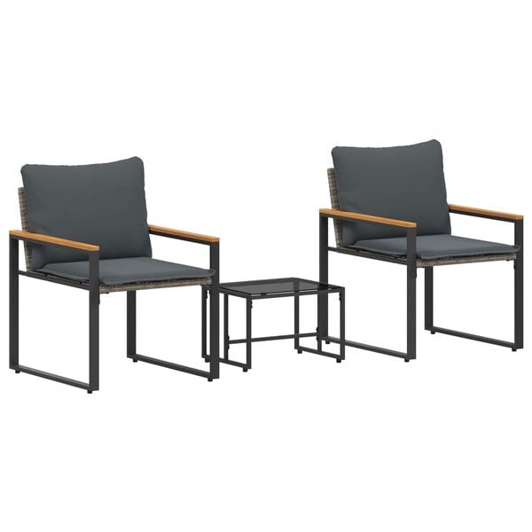 vidaXL Ensembles de meubles 3 pcs Gris et Gris fonc&eacute; Rotin