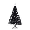 vidaXL Sapin de No&euml;l artificiel pr&eacute;-&eacute;clair&eacute; Noir 150 cm PVC