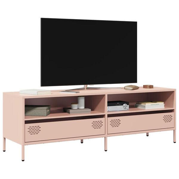 vidaXL Meuble TV rose 135x39x43,5 cm acier laminé à froid