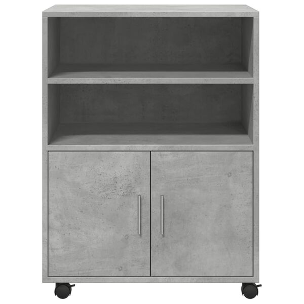 vidaXL Armoire &agrave; roulettes gris b&eacute;ton 60x48x81 cm bois d'ing&eacute;nierie