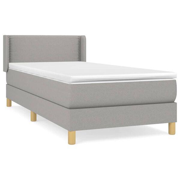 vidaXL Sommier &agrave; lattes de lit avec matelas Gris clair 100x200cm Tissu