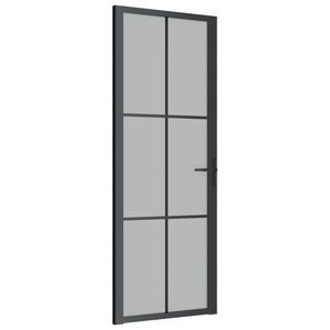 vidaXL Porte int&eacute;rieure 76x201,5 cm Noir Verre mat et aluminium