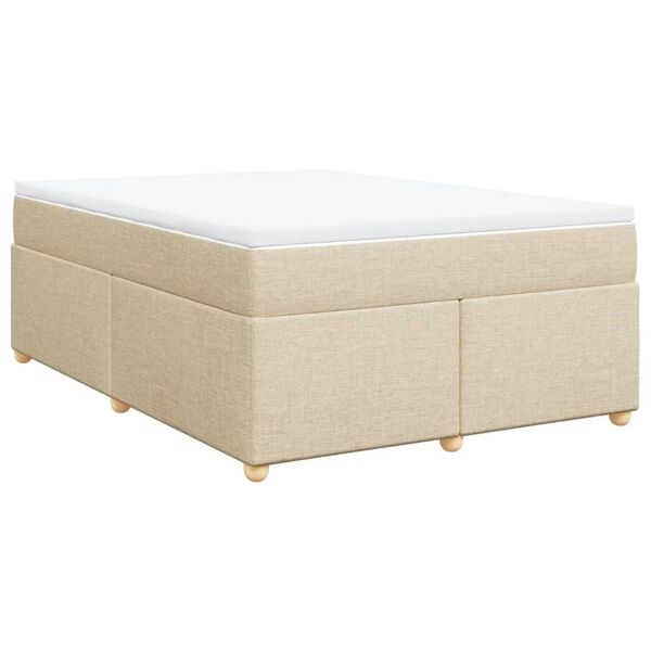 vidaXL Sommier &agrave; lattes de lit avec matelas Cr&egrave;me 140x190 cm Tissu