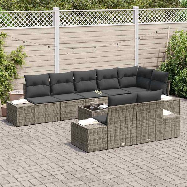 vidaXL Ensemble de canapé de jardin avec stockage Gris Poly rotin