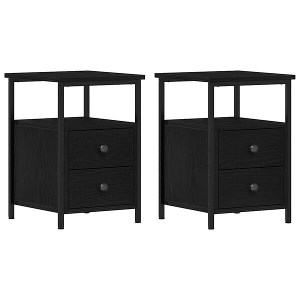 vidaXL Tables de chevet 2 pièces Chêne noir 34 x 35,5 x 50 cm Bois d'ingénierie