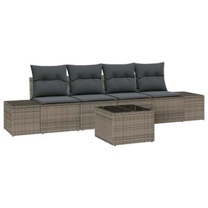 vidaXL Ensemble de canap&eacute; de jardin avec coussin 5 pcs Gris polyrotin