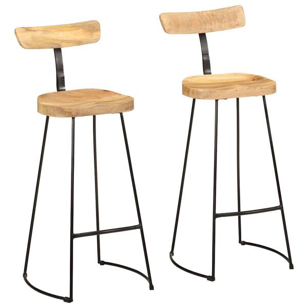 vidaXL Tabourets de bar lot de 2 49x43x103 cm bois de manguier massif