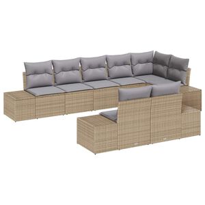 vidaXL Ensemble de canap&eacute; de jardin 8 pcs Beige et gris polyrotin