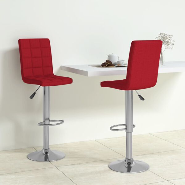 vidaXL Tabourets de bar lot de 2 rouge bordeaux tissu