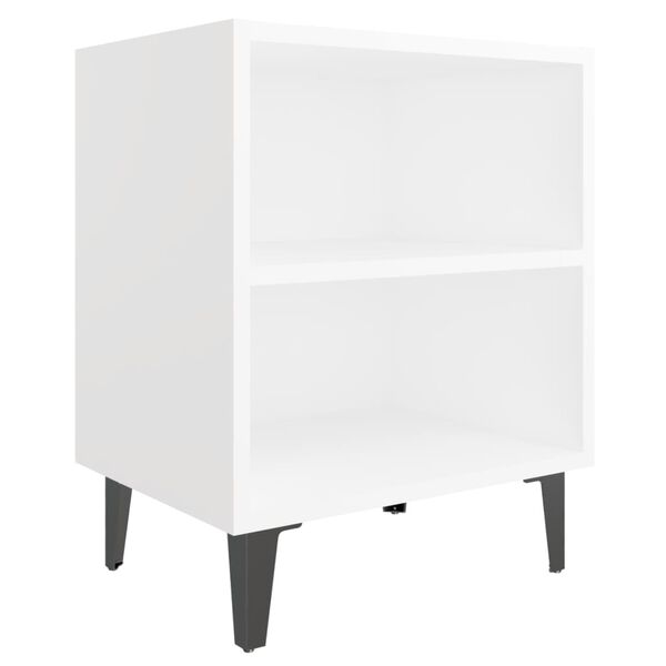 vidaXL Tables de chevet avec pieds en m&eacute;tal 2 pcs blanc 40x30x50 cm