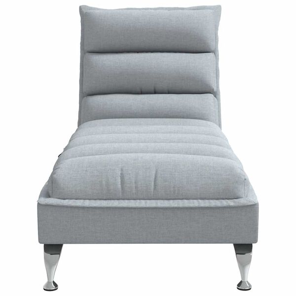 vidaXL Chaise longue de massage avec coussins gris clair tissu