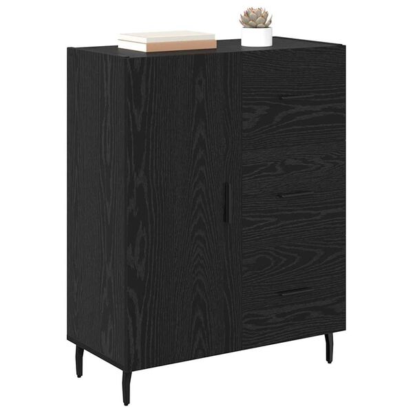 vidaXL Buffet Ch&ecirc;ne noir 69,5 x 34 x 90 cm Bois d'ing&eacute;nierie et fer