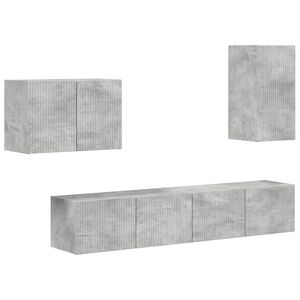 vidaXL Ensemble de meuble TV mural 4 pcs Gris b&eacute;ton Bois d'ing&eacute;nierie