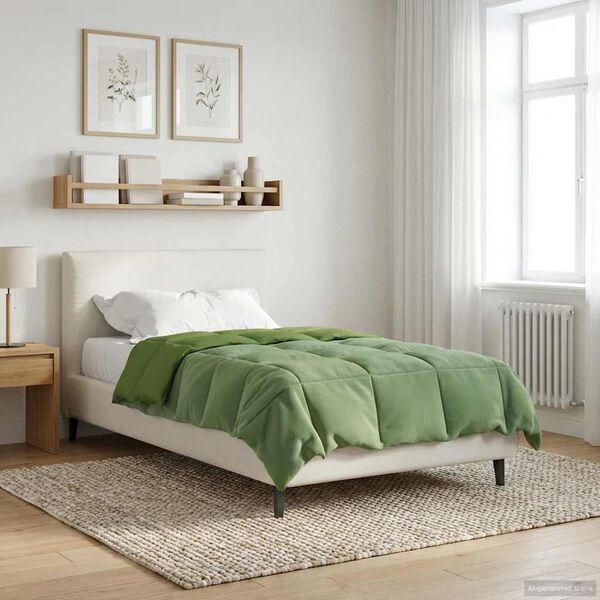 vidaXL Duvet d'&eacute;t&eacute; simple Matelass&eacute; Vert 135 x 200 cm Microfibre