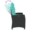 vidaXL Banc inclinable de jardin avec coussins noir r&eacute;sine tress&eacute;e