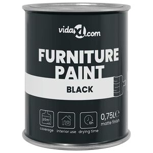 vidaXL Peinture pour meubles Noir 0,75 L Impression murale