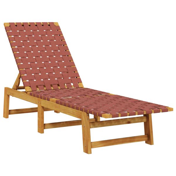 vidaXL Chaises longues lot de 2 avec table rouge bois massif d'acacia