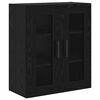vidaXL Haut Armoire 2 pcs Ch&ecirc;ne noir Bois Agglom&eacute;r&eacute; et Verre