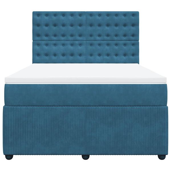 vidaXL Sommier &agrave; lattes de lit et matelas Bleu fonc&eacute; 140x190cm Velours