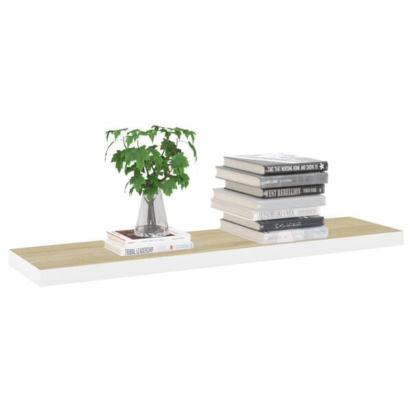 vidaXL &Eacute;tag&egrave;res flottantes 4 pcs Ch&ecirc;ne et blanc 90x23,5x3,8 cm MDF