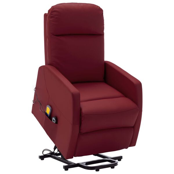 vidaXL Fauteuil de massage Rouge bordeaux Similicuir