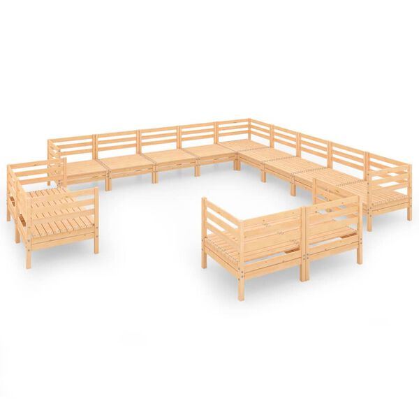 vidaXL Salon de jardin 13 pcs bois de pin massif