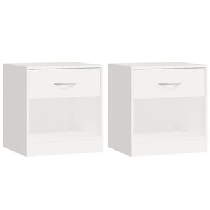 vidaXL Table de chevet 2 pcs avec tiroir Blanc