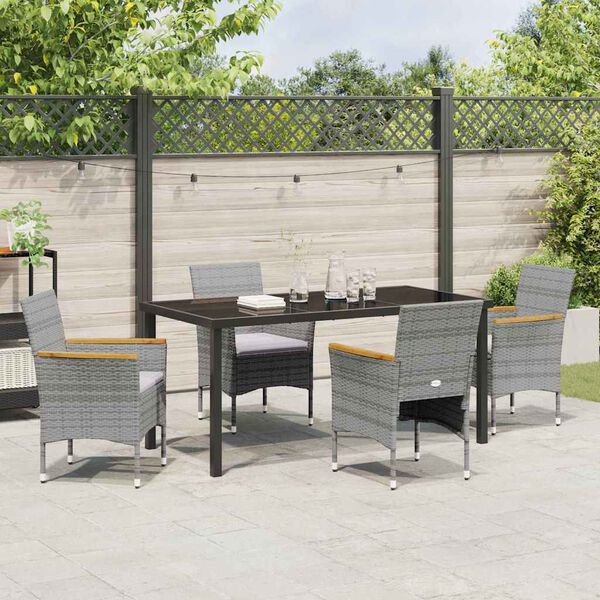 vidaXL Ensemble de salle &agrave; manger pour jardin 5 pcs Gris polyrotin