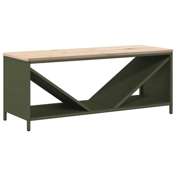 vidaXL &Eacute;tag&egrave;re &agrave; bois de chauffage avec plateau en bois vert olive