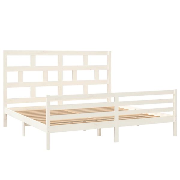 vidaXL Cadre de lit sans matelas blanc bois massif 200x200 cm