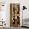 vidaXL Haut Armoire 2 pcs Ch&ecirc;ne artisanal Bois Agglom&eacute;r&eacute; et Verre