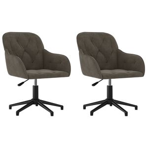 vidaXL Chaises pivotantes &agrave; manger lot de 2 Gris fonc&eacute; Velours