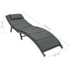 vidaXL Chaise longue pliable avec coussin R&eacute;sine tress&eacute;e Gris