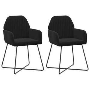 vidaXL Chaises de salle &agrave; manger 2 pc Velours Noir 55 x 50 x 84 cm