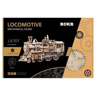 Robotime Train mécanique en bois Locomotive