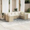 vidaXL Salon de jardin avec coussins 9 pcs beige r&eacute;sine tress&eacute;e