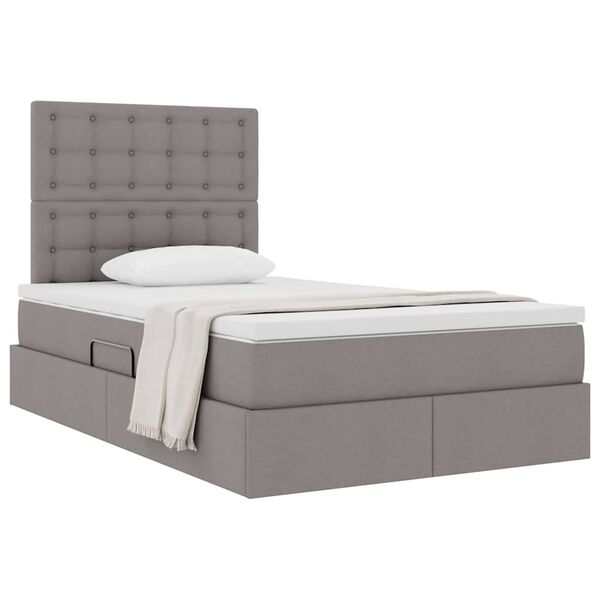 vidaXL Lit avec rangement et matelas Taupe 120 x 190 cm tissu