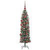 vidaXL Arbre de No&euml;l artificiel slim avec 150 LED Vert et blanc 150 cm