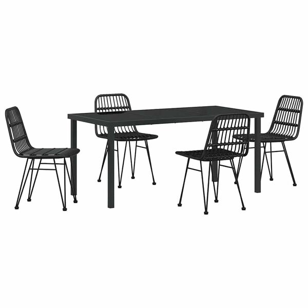 vidaXL Ensemble de salle &agrave; manger pour jardin 5 pcs Noir