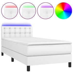 vidaXL Sommier &agrave; lattes de lit avec matelas et LED Blanc 90x200cm