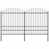 vidaXL Cl&ocirc;ture de jardin avec dessus en forme de lance en acier 359 x 200 cm Noir