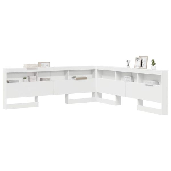 vidaXL T&ecirc;te de lit de rangement Blanc 200 cm Bois d'ing&eacute;nierie