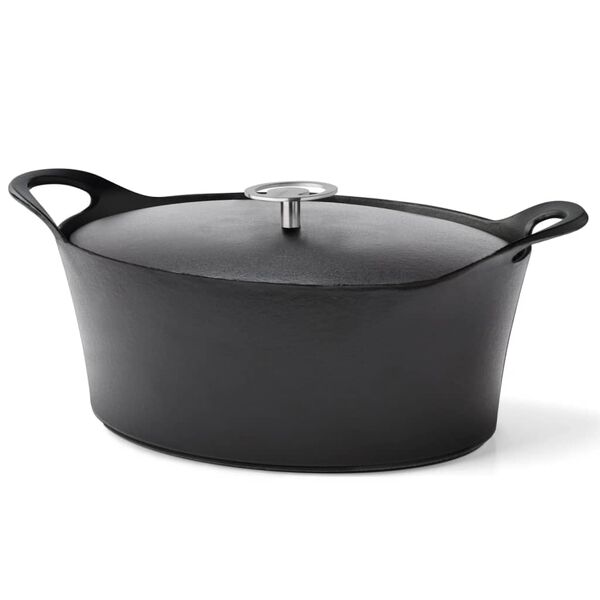 CUISINOX Casserole &eacute;maill&eacute;e en fonte 3,9 L 29 cm ovale Noir