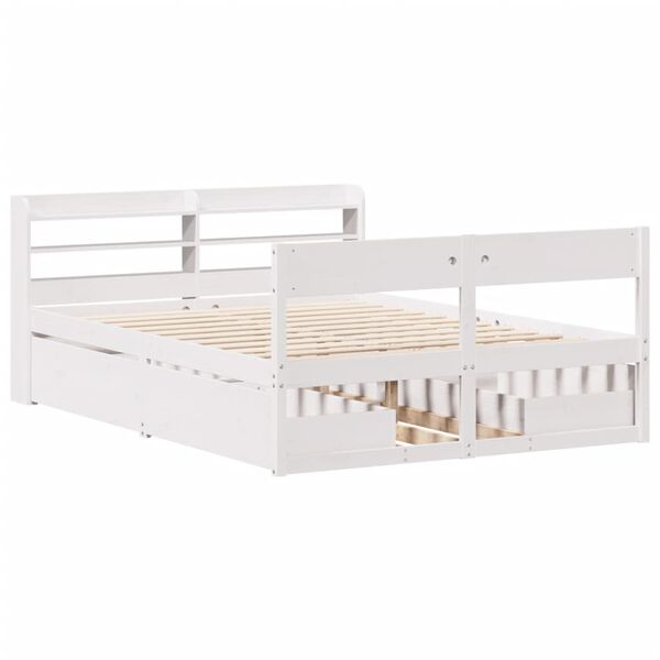 vidaXL Cadre de lit sans matelas blanc 140x200 cm bois de pin massif