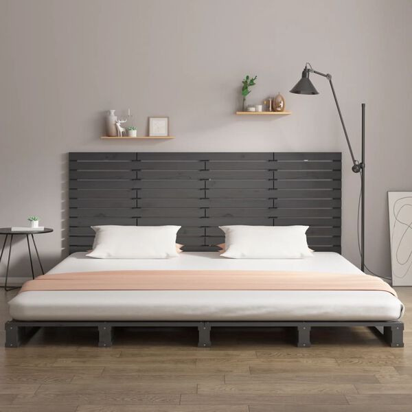 vidaXL T&ecirc;te de lit murale Gris 166x3x91,5 cm Bois massif de pin