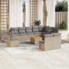 vidaXL Salon de jardin et coussins 11 pcs m&eacute;lange beige r&eacute;sine tress&eacute;e