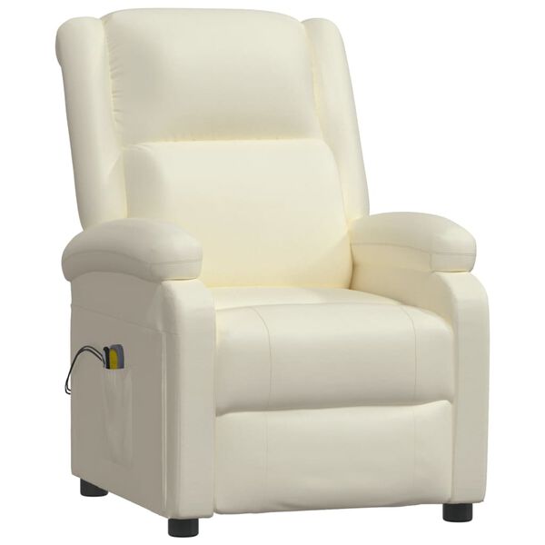 vidaXL Fauteuil de massage électrique Blanc Similicuir