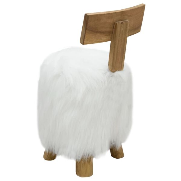 vidaXL Tabouret Blanc Bois de teck massif